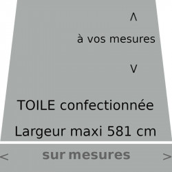 Toile unie couleur gris argent, et lambrequin droit. Confection à vos mesures.