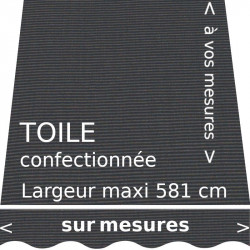 Toile unie couleur gris tweed Charcoal, avec lambrequin vague