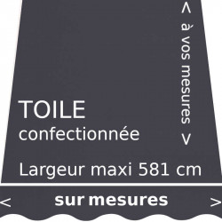 Toile unie gris carbone confectionnée à vos mesures avec lambrequin en forme de vague