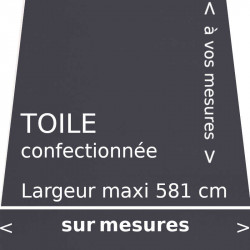 Toile unie gris carbone confectionnée à vos mesures avec lambrequin de forme droite