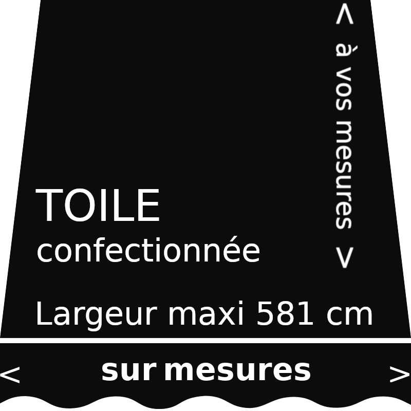 Toile acrylique pour store extérieur et intérieur couleur Noir, avec lambrequin en forme de vague