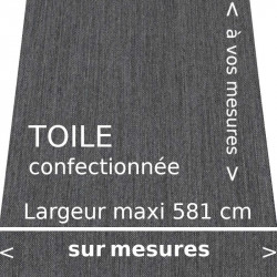 Toile unie acier piqué. Confection sur mesure avec lambrequin droit