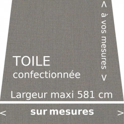 Toile unie gris platine piqué. Lambrequin droit. Confection à vos dimensions