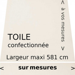 Toile acrylique unie couleur blanc écrue confectionnée à vos mesures avec lambrequin droit