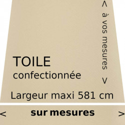 Toile acrylique unie couleur ivoire (RAL 1014) confectionnée vos dimensions avec lambrequin droit.