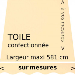 Toile unie couleur vanille (RAL 1015) (ivoire clair) et lambrequin en forme de vague