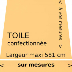 Toile unie couleur jaune paille (RAL 1023) avec lambrequin de forme droite : votre toile aux dimensions de votre store.