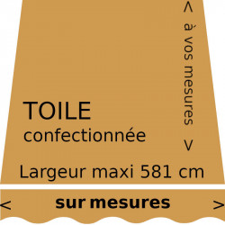 Toile de store couleur unie curry (RAL 1024) (ocre jaune) et sur lambrequin vague