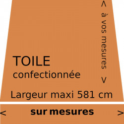 Toile unit couleur sable = brun orangé (RAL 8023). Toile de store lambrequin droit à vos mesures.