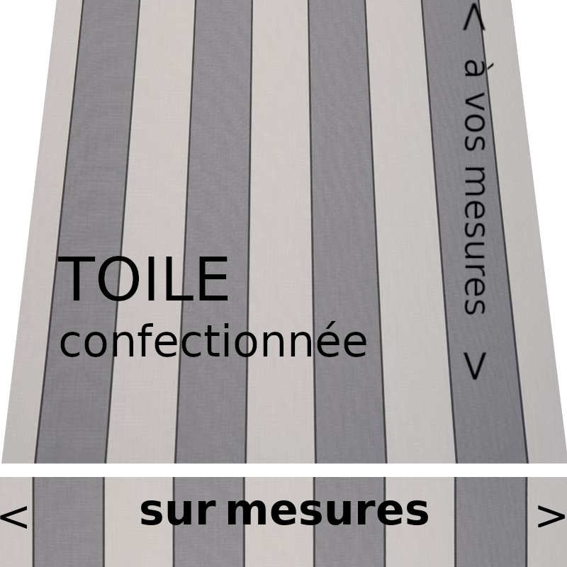 Toile rayée de la collection Sienne, rayures de couleurs grises. Lambrequin droit