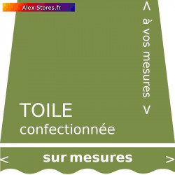 Toile vert amande confectionnée sur mesures aux dimensions de votre store avec lambrequin vague