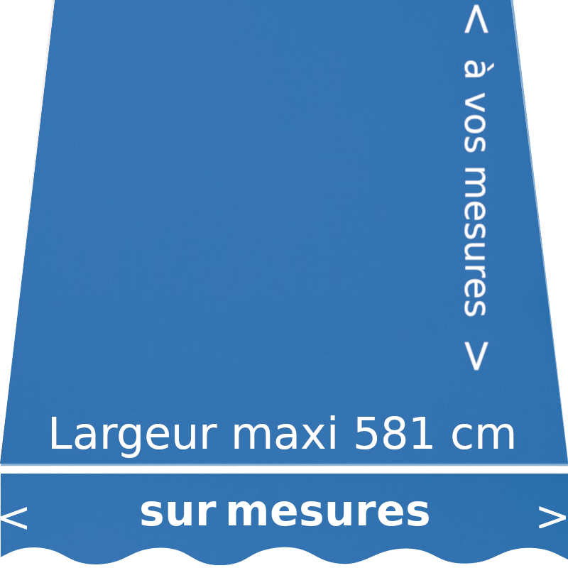 Toile pour store intérieur ou extérieur couleur Bleu Chardon (RAL 5007 bleu brillant) et lambrequin en forme de vague