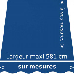 Bleu Méditerranée : toile acrylique confectionnée aux mesures de votre store avec lambrequin en forme de vagues