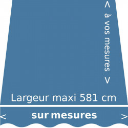 Toile pour store extérieur et intérieur couleur bleu bleuet (RAL 5024 bleu pastel) et lambrequin vague