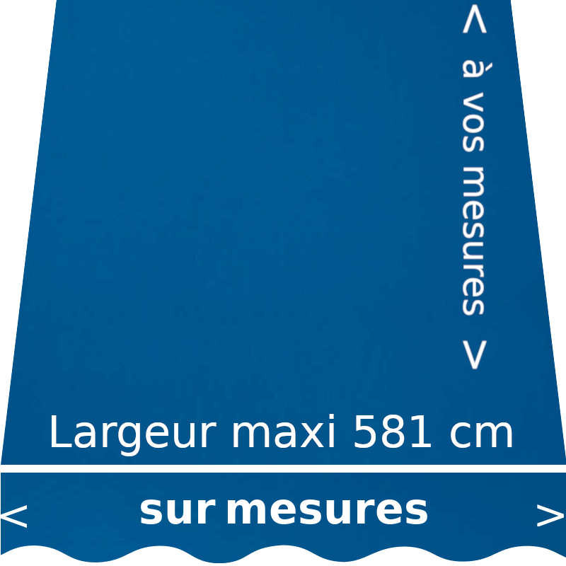 Toile acrylique couleur unie bleue (RAL 5017) et lambrequin forme vagues : confection de la toile dimension de votre store