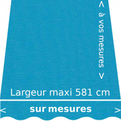 Toile de store couleur unie bleu azur (bleu clair) et lambrequin en forme de vagues