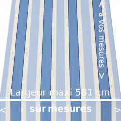 Toile acrylique pour store banne collection Hardelot bleue avec lambrequin droit confectionné à vos dimensions.