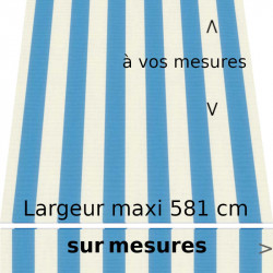 Toile acrylique collection classique blanc et bleu azur et lambrequin de forme droite