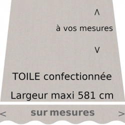 Toile couleur Gris Pierre, confectionnée sur mesures et lambrequin en forme de vague