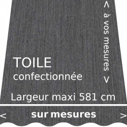 Toile unie gris acier piqué. Confection à vos dimensions avec lambrequin de forme vague