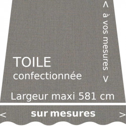 Toile unie couleur gris platine piqué. Avec lambrequin de forme vague