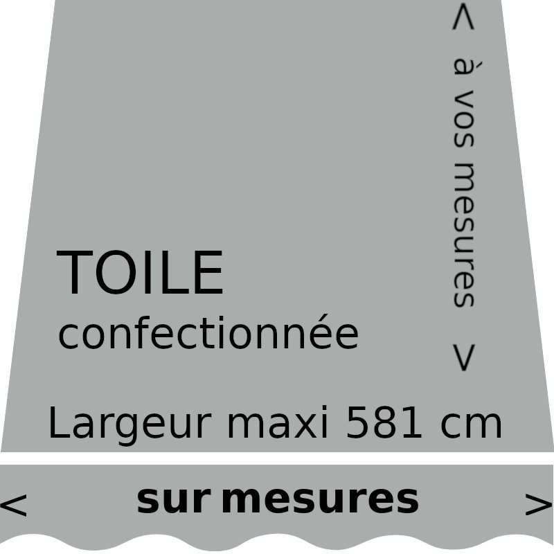 Toile unie couleur grise argent confectionnée sur mesure avec lambrequin en forme de vague