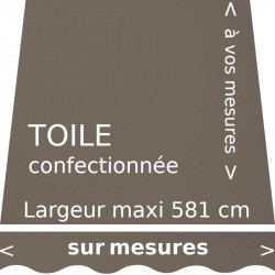 Toile pour store banne, couleur Taupe, avec lambrequin en forme de vague, confectionné sur mesure