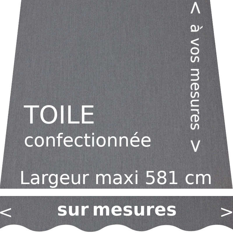 Toile unie gris flanelle confectionnée à vos mesures avec lambrequin de forme vague