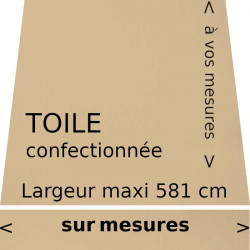 Toile couleur Dune (beige) confectionnée sur mesure avec le lambrequin droit.