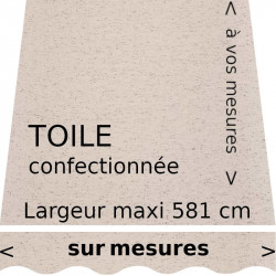 Toile unie gris perle avec son lambrequin en forme de vague. Réalisation vos mesures.