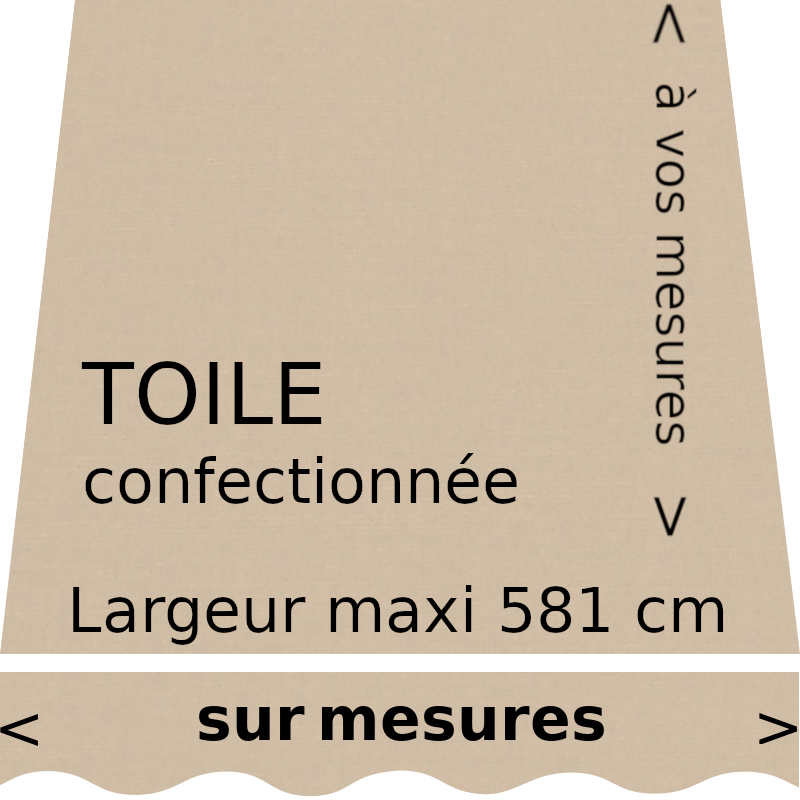 Toile unie couleur beige (RAL 1001) et son lambrequin forme vague