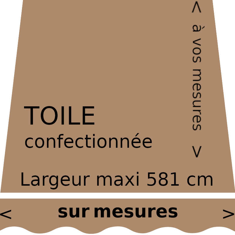 Toile unie pour store couleur beige brun (toast) avec lambrequin droit. Confection à vos mesures