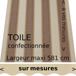 Toile confectionnée sur mesure modèle Boston avec le lambrequin forme vague couleur ivoire