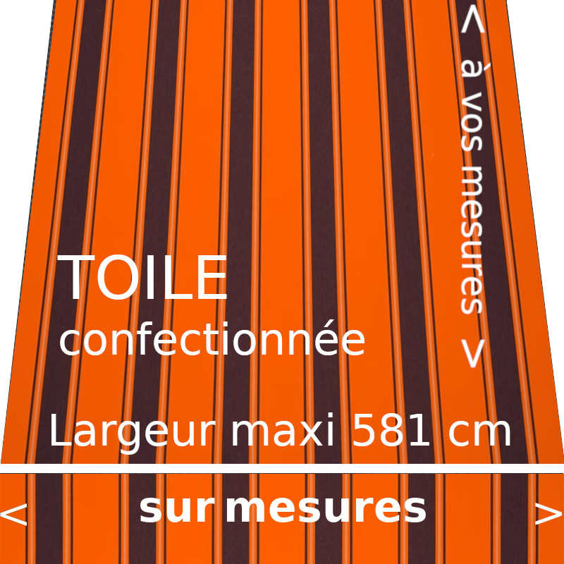 Toile rayée modèle Chantilly Orange avec lambrequin droit