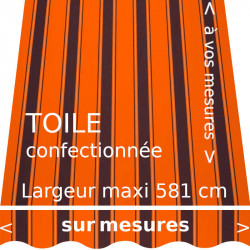 Toile rayée modèle Chantilly Orange et lambrequin vague