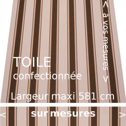 Toile rayée modèle Chantilly nature (marron mandarine ocre) avec lambrequin droit