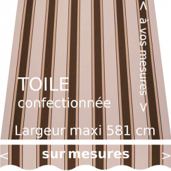 Toile rayée modèle Chantilly nature (marron mandarine ocre) et lambrequin vague