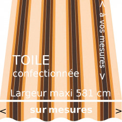 Toile rayée collection Ascot et son lambrequin vague confectionnés aux dimensions de votre store