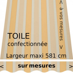 Toile fantaisie rayée collection Hardelot jaune et son lambrequin vague