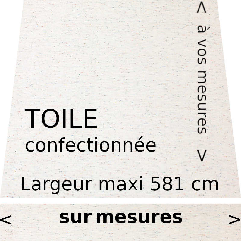 Toile écrue Multico chinée multi-couleurs (bleu rouge vert gris) et son lambrequin droit Toile écrue Multico chinée multi-couleurs (bleu rouge vert gris) et son lambrequin droit