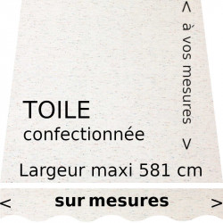 Toile écrue Multico chiné multi couleurs (rouge vert bleu gris) et sur lambrequin en forme de vague.